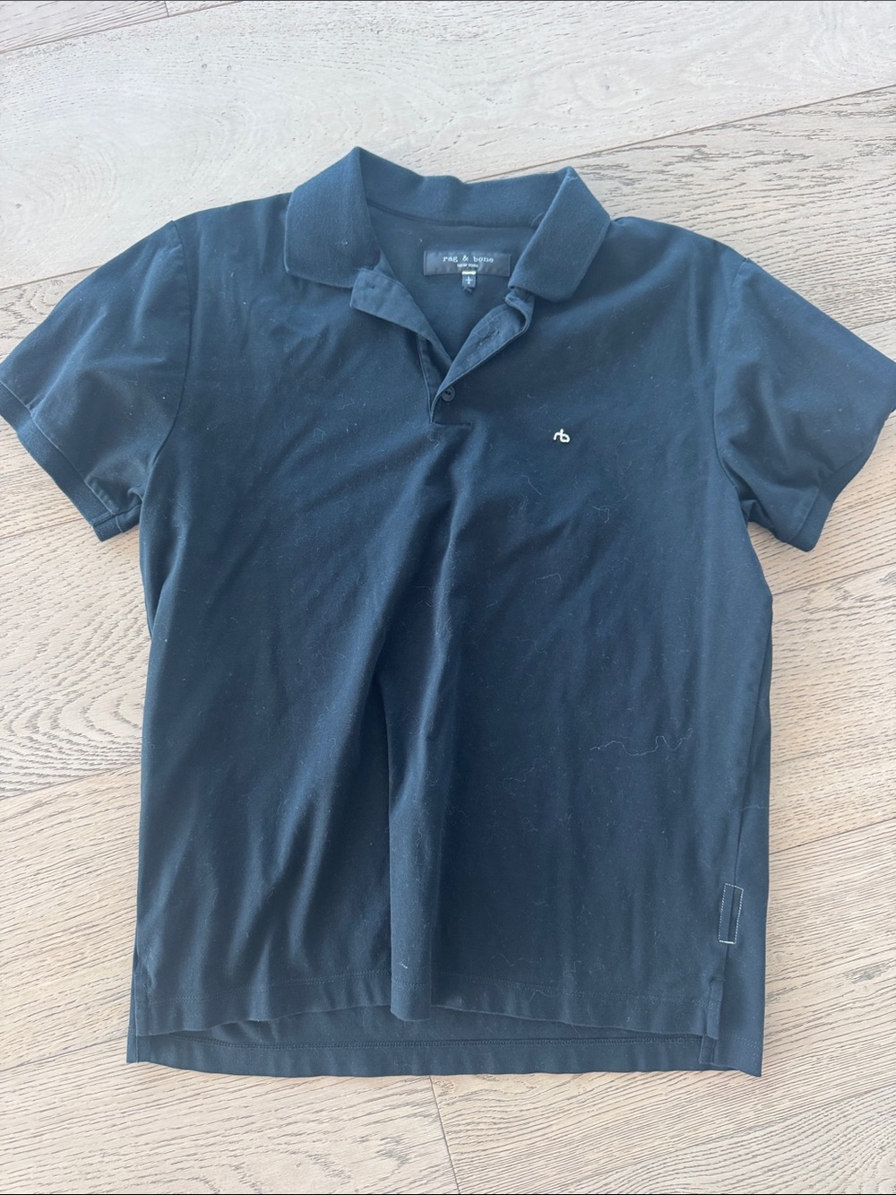 rag & bone Black Men's Polo with Subtle Logo